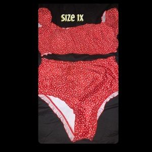 SHEIN 1X Red and White floral bikini